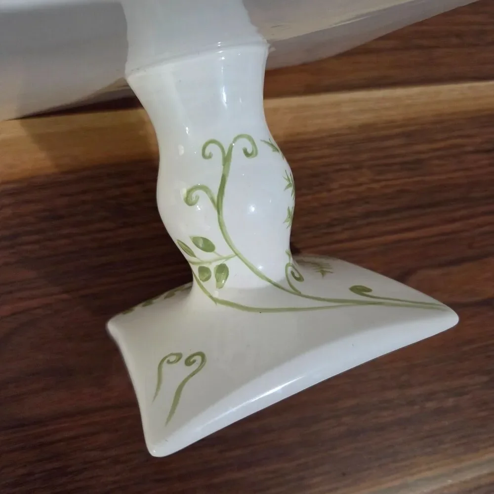 Vintage Bath & Body Works Floral Pedestal Candle Holder 7x7